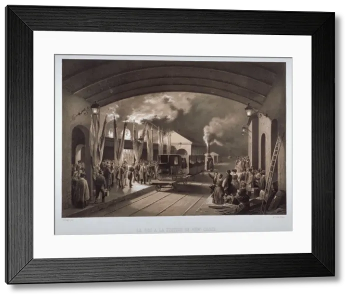 Framed Print : Le roi a la station de New Cross, 1844. Artist Framed Print : Le roi a la station de New Cross, 1844. Artist