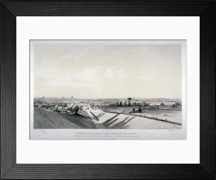 Framed Print : London and Croydon Railway, New Cross, Deptford, London, 1838. Artist: Edward Duncan Framed Print : London and Croydon Railway, New Cross, Deptford, London, 1838. Artist: Edward Duncan