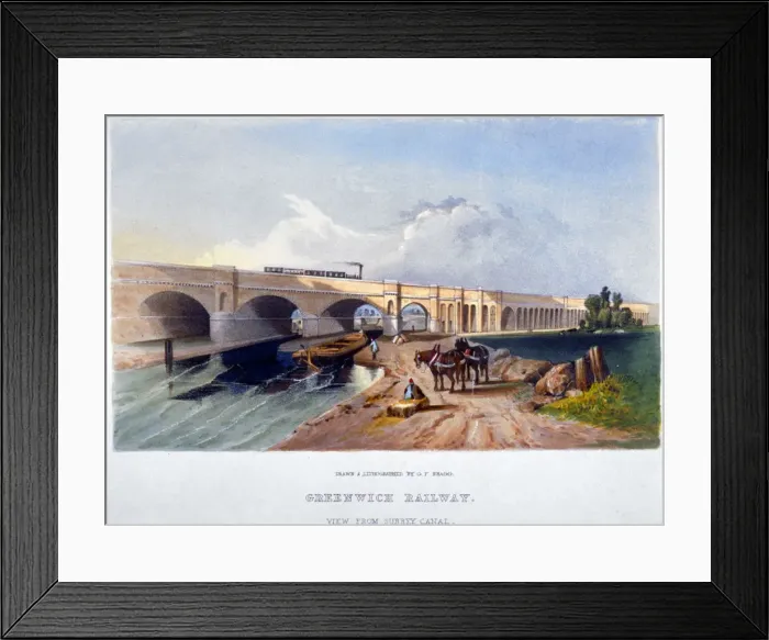 Framed Print : Greenwich Railway, Deptford, London, 1836. Artist: GF Bragg Framed Print : Greenwich Railway, Deptford, London, 1836. Artist: GF Bragg