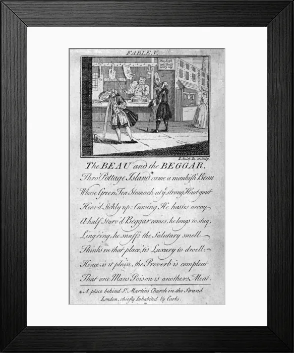 Framed Print : Fable V, the beau and the beggar... c1770. Artist: I Smith Framed Print : Fable V, the beau and the beggar... c1770. Artist: I Smith