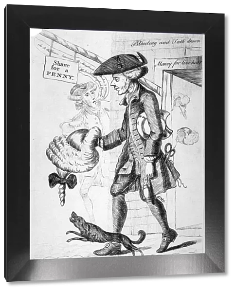 English barber, carrying home a common councilmans wig, 1771. Artist: PS