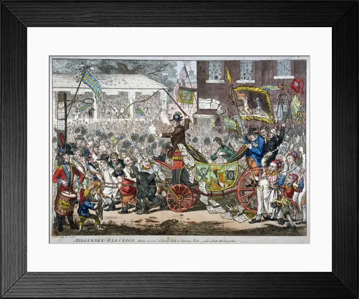 Framed Print : Middlesex-election, 1804. A long pull, a strong pull and a pull all together, 1804 Framed Print : Middlesex-election, 1804. A long pull, a strong pull and a pull all together, 1804