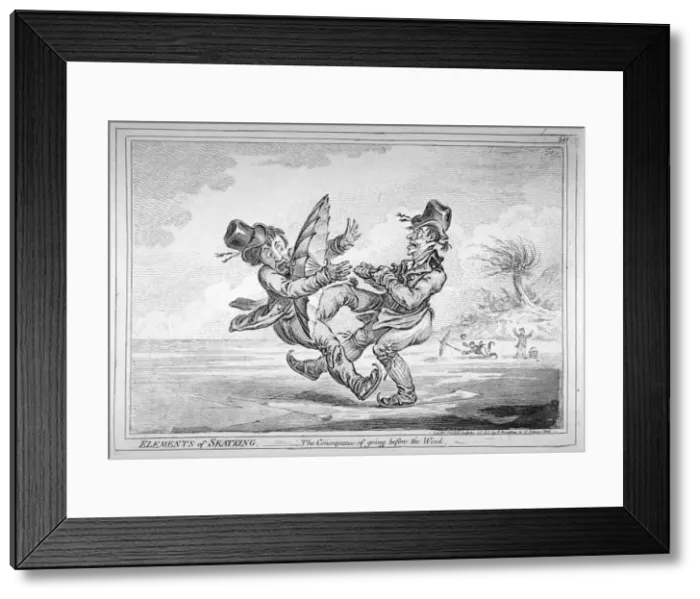 Framed Print : Elements of Skateing. The consequence of going before the wind, 1805. Artist Framed Print : Elements of Skateing. The consequence of going before the wind, 1805. Artist