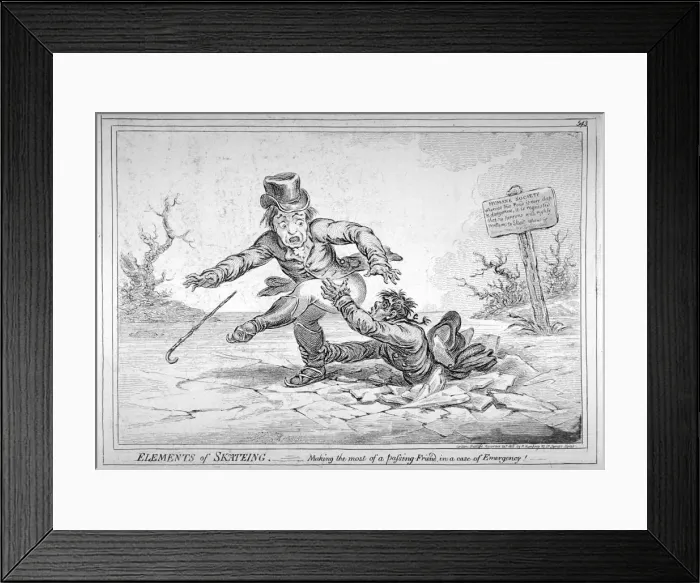 Framed Print : Elements of Skateing. A fundamental error in the art of skaiting, 1805. Artist Framed Print : Elements of Skateing. A fundamental error in the art of skaiting, 1805. Artist