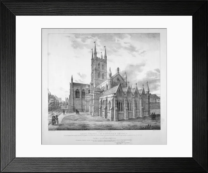 Framed Print : South-east view of the Lady Chapel of St Saviours Church, as it will appear when restored Framed Print : South-east view of the Lady Chapel of St Saviours Church, as it will appear when restored