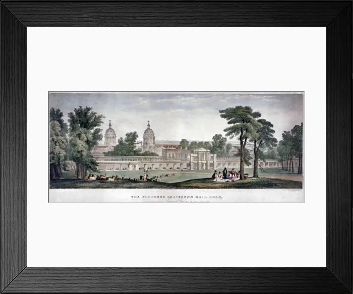 Framed Print : The Proposed Gravesend Railroad, 1835. Artist: Charles Joseph Hullmandel Framed Print : The Proposed Gravesend Railroad, 1835. Artist: Charles Joseph Hullmandel