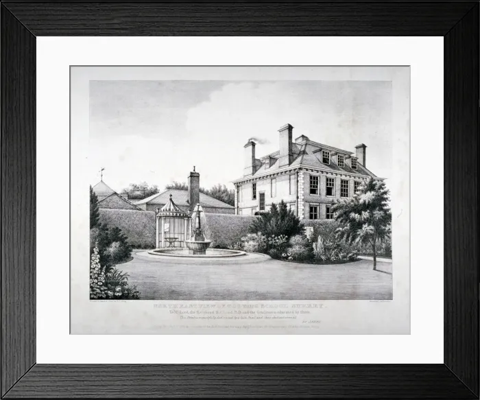 Framed Print : North-east view of Tooting School, with a garden in the foreground, Wandsworth, London, 1829 Framed Print : North-east view of Tooting School, with a garden in the foreground, Wandsworth, London, 1829