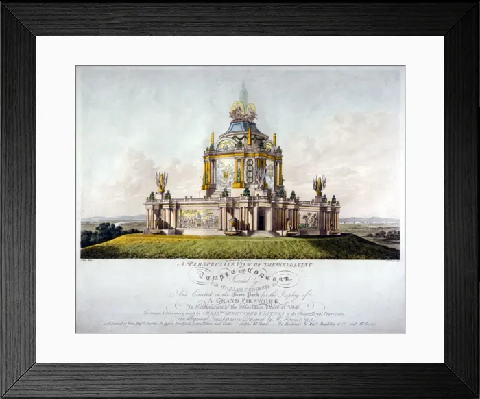 Framed Print : Temple of Concord, Green Park, Westminster, London, 1814. Artist: J Jeakes