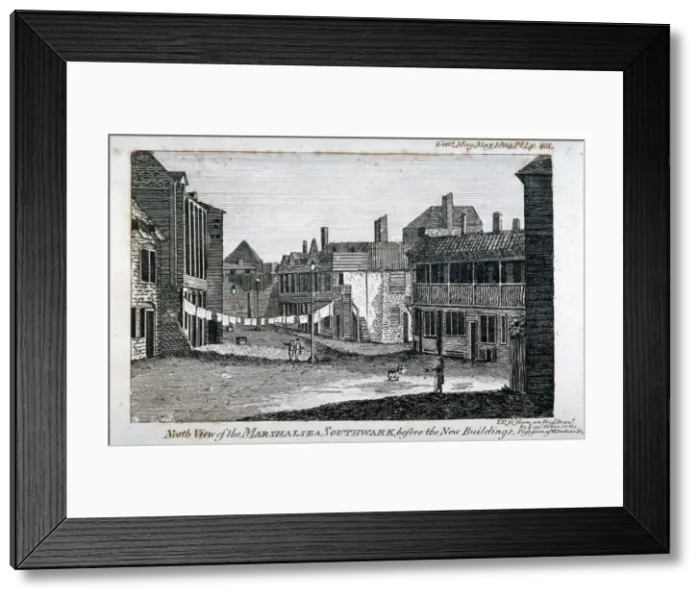 Framed Print : North view of Marshalsea prison on Borough High Street, Southwark, London, 1804. Artist Framed Print : North view of Marshalsea prison on Borough High Street, Southwark, London, 1804. Artist
