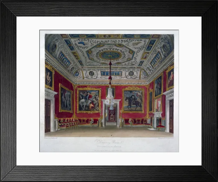 Framed Print : Interior view of the drawing room in Buckingham House, Westminster, London, 1817 Framed Print : Interior view of the drawing room in Buckingham House, Westminster, London, 1817
