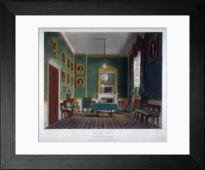 Framed Print : Interior view of the green closet in Buckingham House, Westminster, London, 1819 Framed Print : Interior view of the green closet in Buckingham House, Westminster, London, 1819