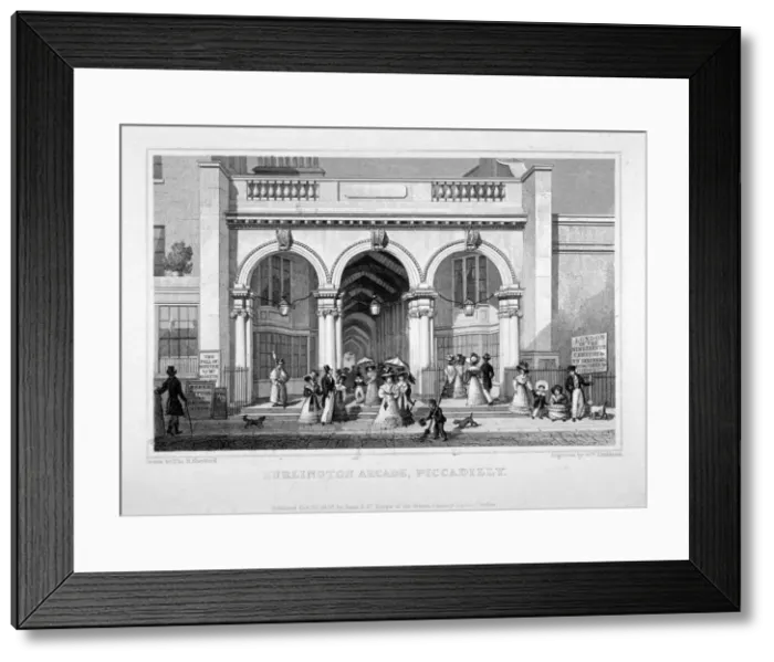 Framed Print : Burlington Arcade, Westminster, London, 1828. Artist: William Tombleson Framed Print : Burlington Arcade, Westminster, London, 1828. Artist: William Tombleson