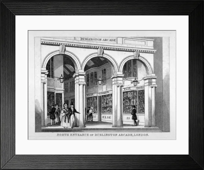 Framed Print : Burlington Arcade, Westminster, London, c1825 Framed Print : Burlington Arcade, Westminster, London, c1825