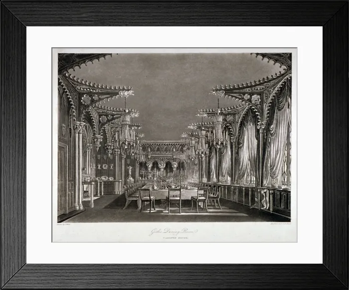 Framed Print : Interior view of the gothic dining room in Carlton House, Westminster, London, 1819 Framed Print : Interior view of the gothic dining room in Carlton House, Westminster, London, 1819