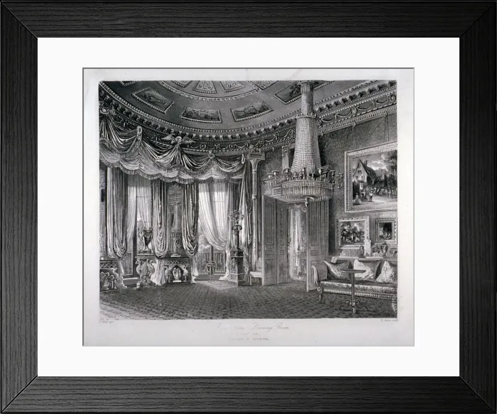 Framed Print : Interior view of the Rose Satin Drawing Room in Carlton House, Westminster, London, 1818 Framed Print : Interior view of the Rose Satin Drawing Room in Carlton House, Westminster, London, 1818