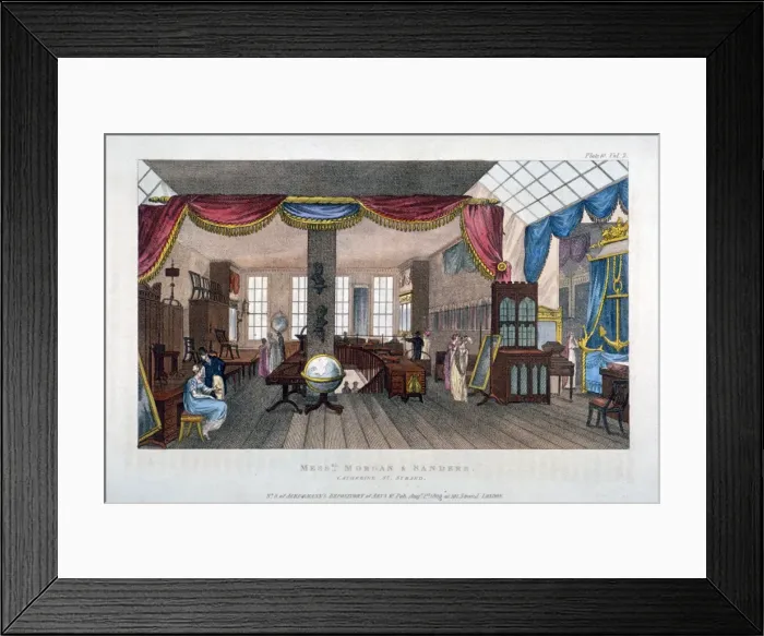 Framed Print : Interior of the premises of Morgan and Sanders, Catherine Street, Westminster, London, 1809 Framed Print : Interior of the premises of Morgan and Sanders, Catherine Street, Westminster, London, 1809
