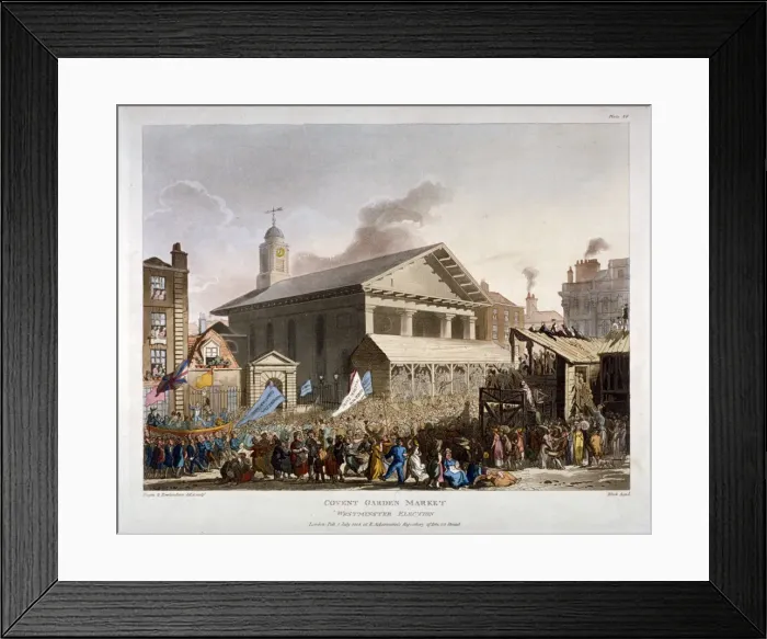Framed Print : Covent Garden Market, Westminster, London, 1808. Artist: Augustus Charles Pugin Framed Print : Covent Garden Market, Westminster, London, 1808. Artist: Augustus Charles Pugin
