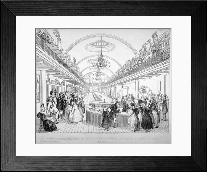 Framed Print : Inside the National Gallery of Practical Science, Adelaide Street, Westminster, London, c1830 Framed Print : Inside the National Gallery of Practical Science, Adelaide Street, Westminster, London, c1830
