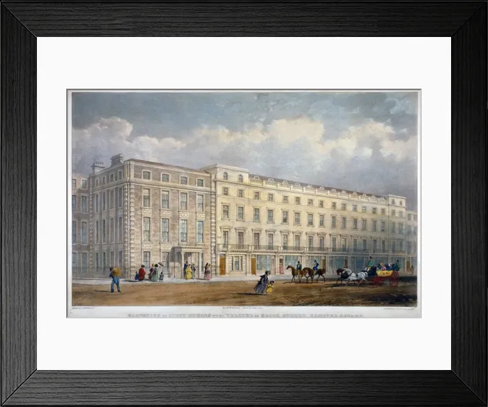 Framed Print : View of eight houses in Brook Street, Westminster, London, c1840. Artist: George Hawkins