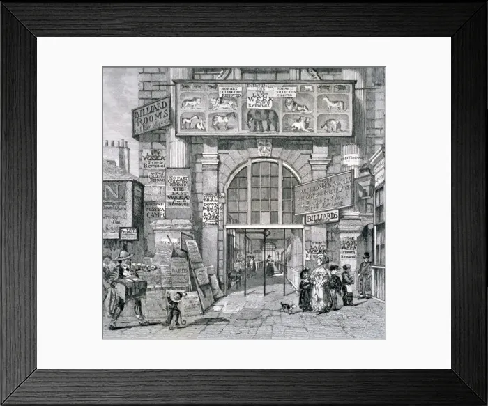 Framed Print : View of the eastern entrance to Exeter Change, Westminster, London, 1829 Framed Print : View of the eastern entrance to Exeter Change, Westminster, London, 1829