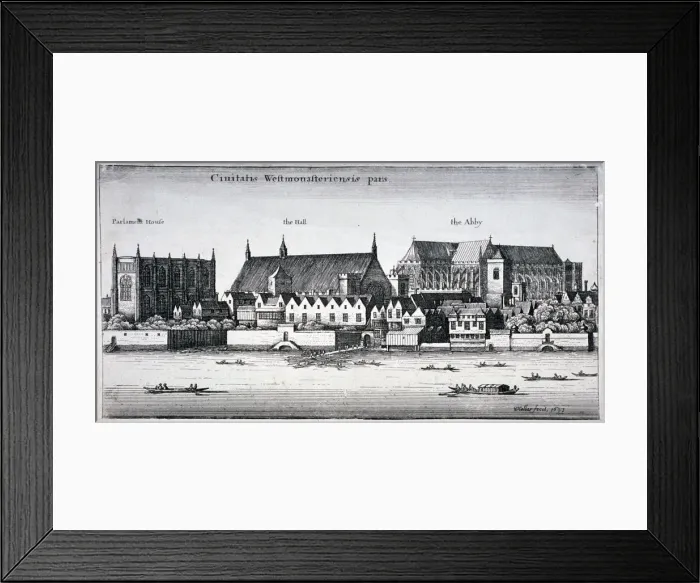 Framed Print : Westminster Abbey and the Palace of Westminster from the River Thames, London, 1647 Framed Print : Westminster Abbey and the Palace of Westminster from the River Thames, London, 1647