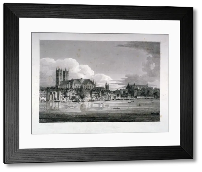 Framed Print : Westminster Abbey from the River Thames, London, 1804. Artist: John Greig Framed Print : Westminster Abbey from the River Thames, London, 1804. Artist: John Greig
