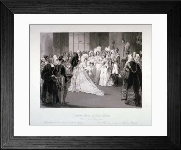 Framed Print : Presentation ceremony in St Jamess Palace, Westmister, London, c1840 Framed Print : Presentation ceremony in St Jamess Palace, Westmister, London, c1840