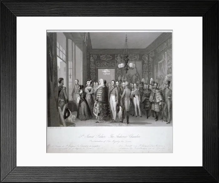 Framed Print : People in the the audience chamber in St Jamess Palace, Westminster, London, 1837 Framed Print : People in the the audience chamber in St Jamess Palace, Westminster, London, 1837
