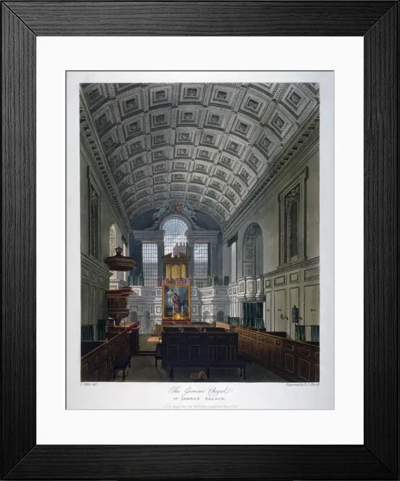 Framed Print : Interior view of the Chapel Royal in St Jamess Palace, Westminster, London, 1816 Framed Print : Interior view of the Chapel Royal in St Jamess Palace, Westminster, London, 1816