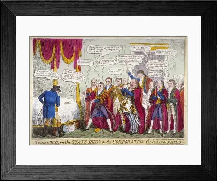 Framed Print : A civic louse in the state bed!!!, or the Corporation conglomorated!!, 1824. Artist Framed Print : A civic louse in the state bed!!!, or the Corporation conglomorated!!, 1824. Artist