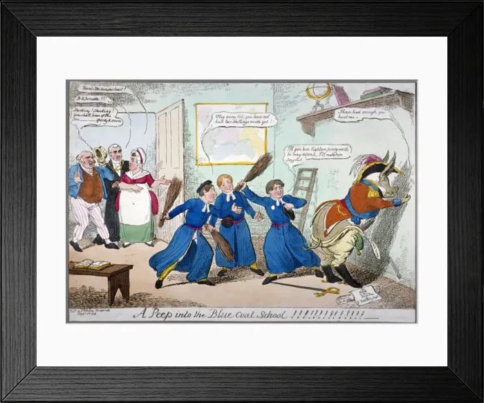 Framed Print : A peep into the Blue Coat School!!!!!!!!!, 1815. Artist Framed Print : A peep into the Blue Coat School!!!!!!!!!, 1815. Artist