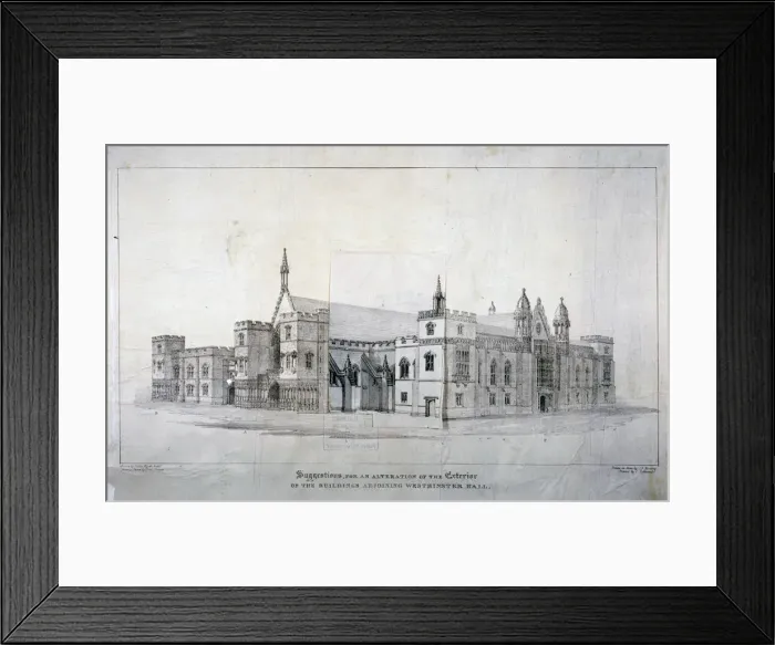 Framed Print : Suggestions for alterations to the buildings adjoining Westminster Hall, London, c1825 Framed Print : Suggestions for alterations to the buildings adjoining Westminster Hall, London, c1825