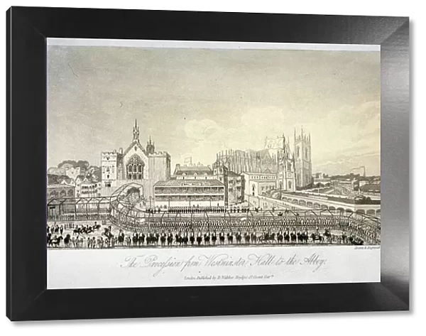 Procession outside Westminster Hall, London, 1821. Artist
