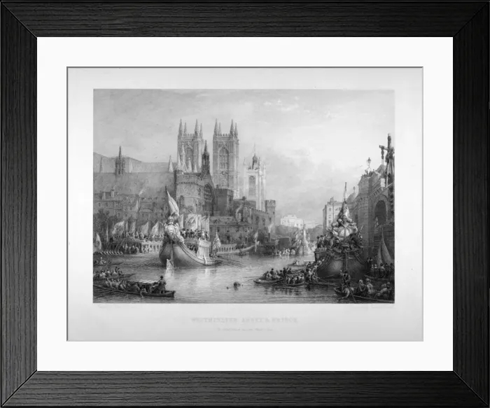 Framed Print : Debarkation at Westminster Bridge on Lord Mayors Day, London, c1836 Framed Print : Debarkation at Westminster Bridge on Lord Mayors Day, London, c1836
