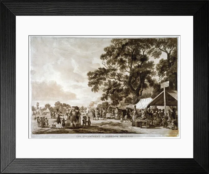 Framed Print : Army camp in Hyde Park, London, 1780. Artist Framed Print : Army camp in Hyde Park, London, 1780. Artist