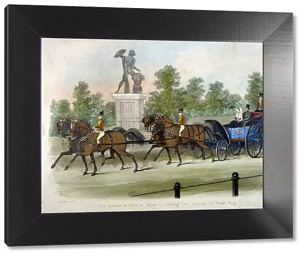 Queen Victoria and Prince Albert taking air in Hyde Park, London, c1840
