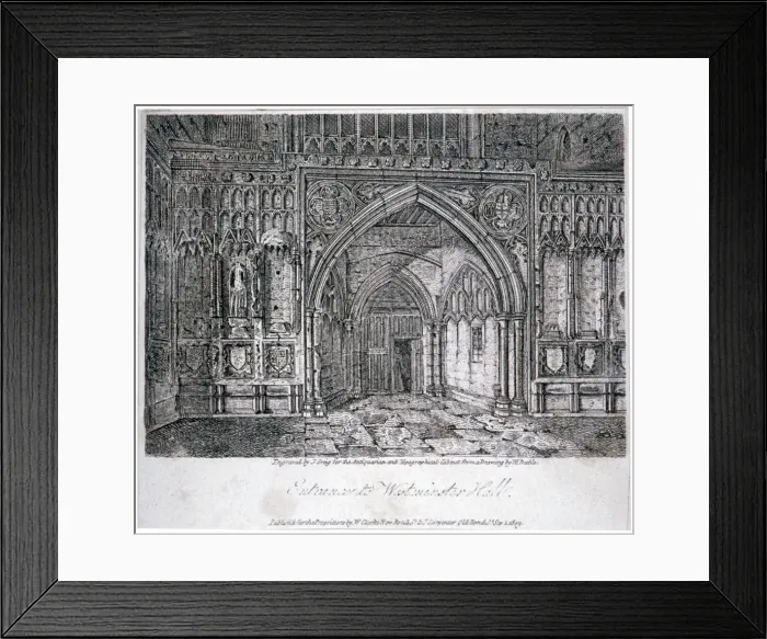 Framed Print : View of the entrance to Westminster Hall, London, 1809. Artist Framed Print : View of the entrance to Westminster Hall, London, 1809. Artist