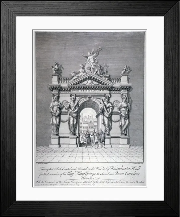 Framed Print : Triumphal arch on the west end of Westminster Hall, London, 1727 Framed Print : Triumphal arch on the west end of Westminster Hall, London, 1727