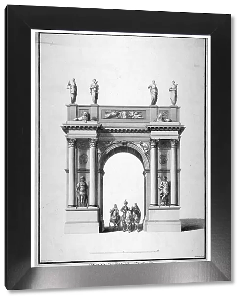 Triumphal arch on the west end of Westminster Hall, London, 1761