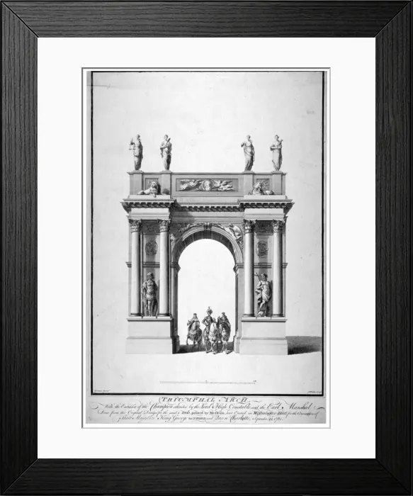 Framed Print : Triumphal arch on the west end of Westminster Hall, London, 1761 Framed Print : Triumphal arch on the west end of Westminster Hall, London, 1761