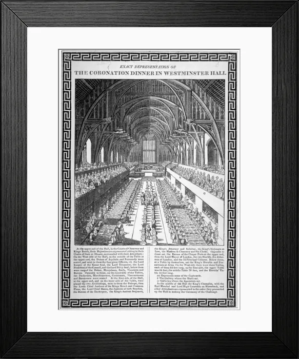 Framed Print : Coronation dinner held for George IV, Westminster Hall, London, 1821 Framed Print : Coronation dinner held for George IV, Westminster Hall, London, 1821