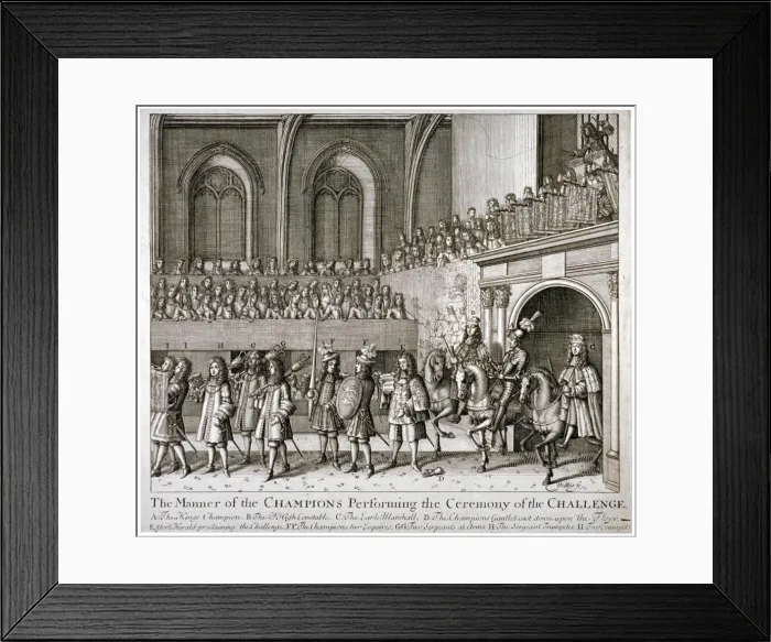 Framed Print : The Champions performing the ceremony of the Challenge, Westminster Hall, London, 1821 Framed Print : The Champions performing the ceremony of the Challenge, Westminster Hall, London, 1821