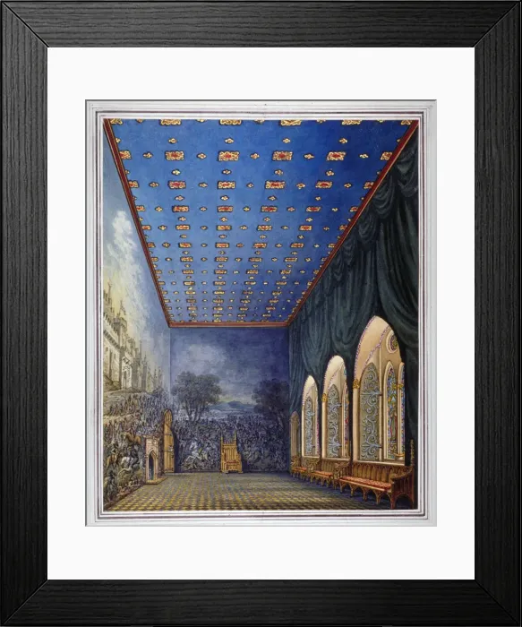 Framed Print : Proposed scheme for redecorating the Painted Chamber, Old Palace of Westminster, London, c1817(?) Framed Print : Proposed scheme for redecorating the Painted Chamber, Old Palace of Westminster, London, c1817(?)