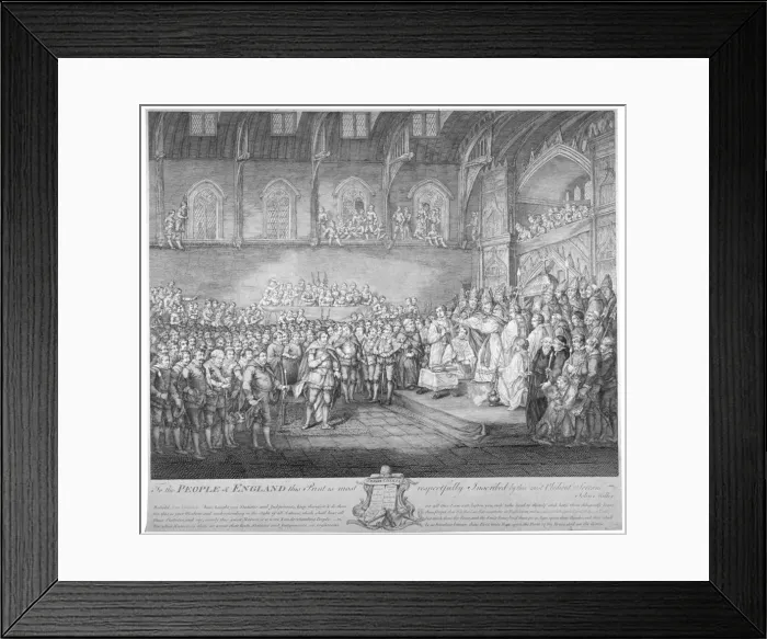 Framed Print : Henry III renewing and confirming the Magna Carta, Westminster Hall, London, 13th century (c1800) Framed Print : Henry III renewing and confirming the Magna Carta, Westminster Hall, London, 13th century (c1800)