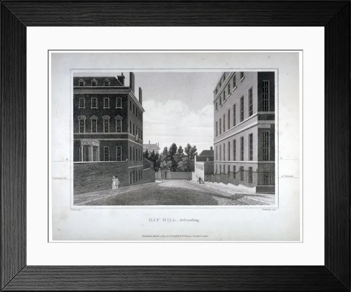 Framed Print : Hay Hill, Westminster, London, 1809. Artist Framed Print : Hay Hill, Westminster, London, 1809. Artist