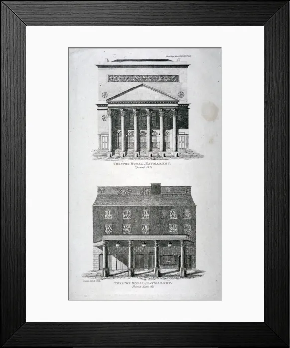 Framed Print : The old and new Haymarket Theatres, Westminster, London, 1822 Framed Print : The old and new Haymarket Theatres, Westminster, London, 1822