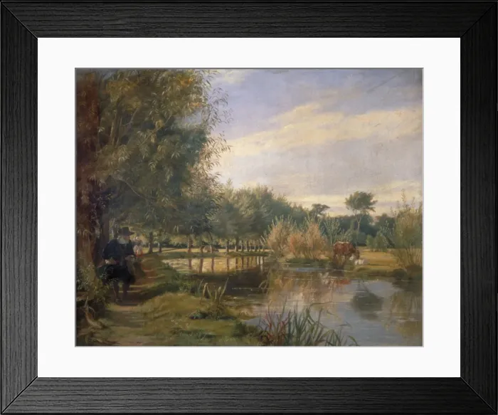 Framed Print : Izaak Walton fishing, 1850. Artist Framed Print : Izaak Walton fishing, 1850. Artist