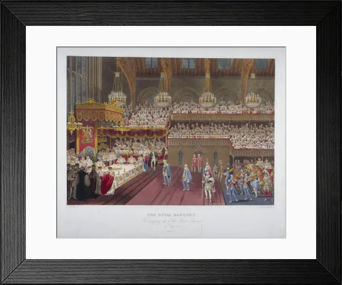 Framed Print : Coronation banquet of King George IV, Westminster Hall, London, 1821 (1824) Framed Print : Coronation banquet of King George IV, Westminster Hall, London, 1821 (1824)