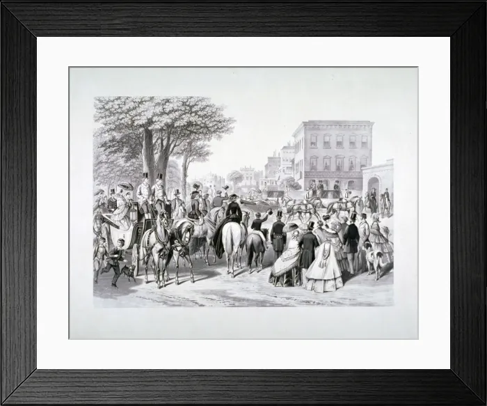 Framed Print : Queen Victoria riding in a carriage in Hyde Park, Westminster, London, c1840 Framed Print : Queen Victoria riding in a carriage in Hyde Park, Westminster, London, c1840