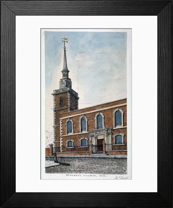 Framed Print : View of St Jamess Church, Piccadilly from Jermyn Street, London, 1806 Framed Print : View of St Jamess Church, Piccadilly from Jermyn Street, London, 1806
